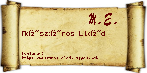 Mészáros Előd névjegykártya